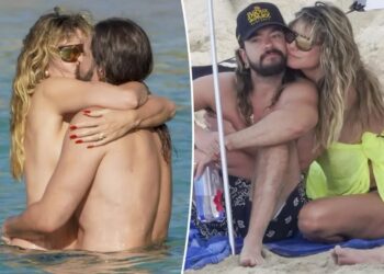 Heidi Klum ditches her bikini top for steamy St. Barts makeout with husband Tom Kaulitz