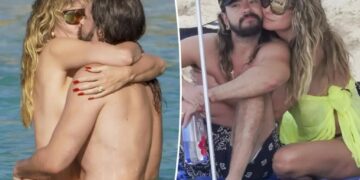 Heidi Klum ditches her bikini top for steamy St. Barts makeout with husband Tom Kaulitz