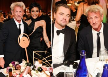 Sean Penn caught smoking at his table during the Golden Globes 2026