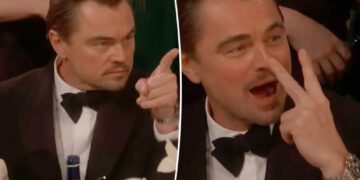Watch Leonardo DiCaprio’s animated antics during Golden Globes 2026 commercial break