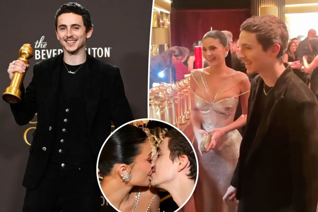 Kylie Jenner and Timothée Chalamet lock lips as actor gets Golden Globe engraved