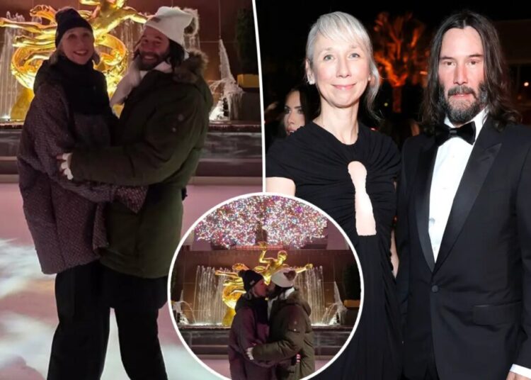 Keanu Reeves and girlfriend Alexandra Grant share cinematic kiss at Rockefeller Center