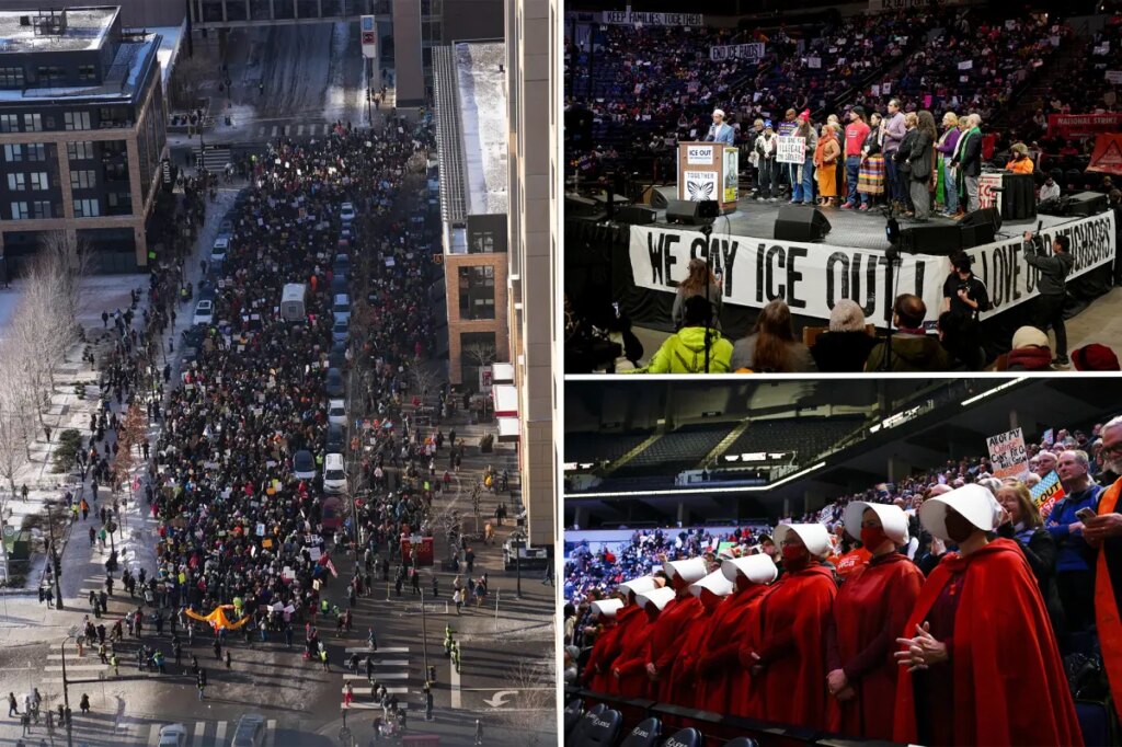 Thousands march through Minneapolis, swarm Target Center demanding ICE removal from Minnesota