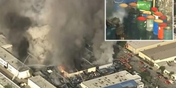 Massive inferno, explosions rip through SoCal metal yard — forcing shelter-in-place order from toxic cloud