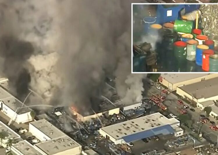 Massive inferno, explosions rip through SoCal metal yard — forcing shelter-in-place order from toxic cloud