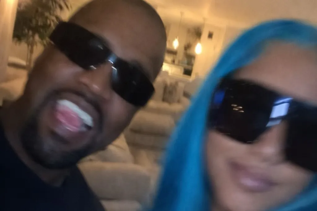 Kanye West and Cardi B in sunglasses.