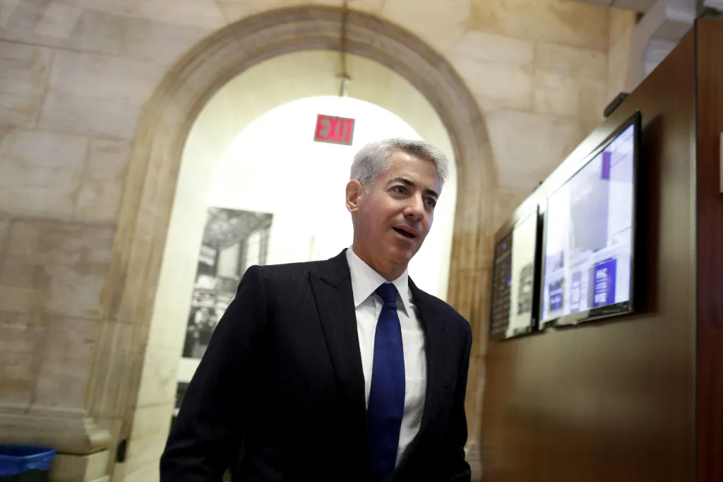 Bill Ackman, chief executive of Pershing Square, walking on the floor of the New York Stock Exchange.