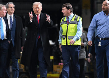 Trump Makes Obscene Gesture at Heckler in Ford Factory Tour