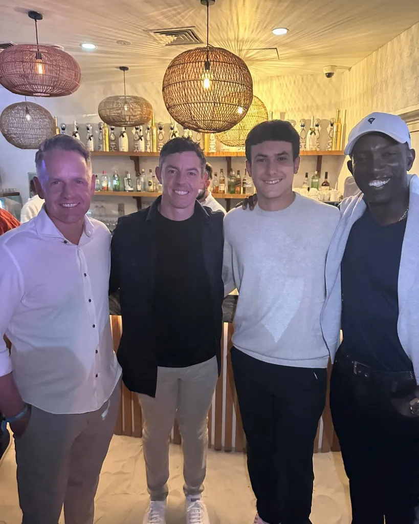 Galeppini snapped a photo alongside golfers Luke Donald and Rory McIlroy as well as soccer star Dwight Yorke.