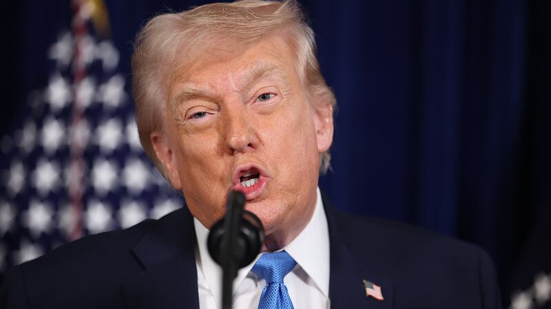 PALM BEACH, FLORIDA - JANUARY 03: U.S. President Donald Trump addresses the media during a news conference at his Mar-a-Lago club on January 03, 2026, in Palm Beach, Florida. President Trump confirmed that the U.S. military carried out a large-scale strike in Caracas overnight, resulting in the capture of Venezuelan leader Nicolas Maduro and his wife, Cilia Flores.  (Photo by Joe Raedle/Getty Images)