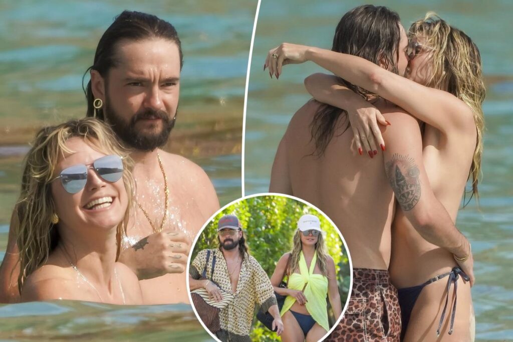 Heidi Klum still can’t find her bikini top while on vacation with husband Tom Kaulitz in St. Barts