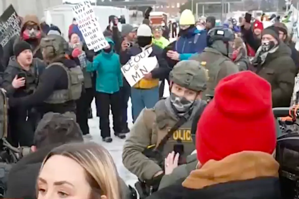‘This is taking a turn’: Minneapolis protest escalates as ICE fires pepper balls