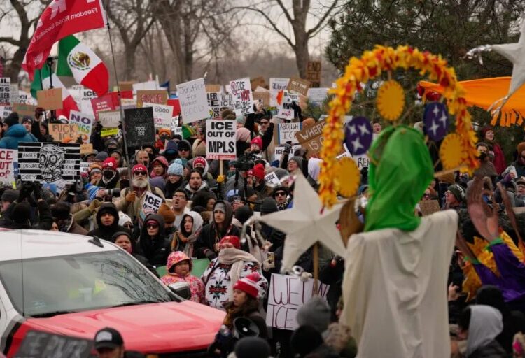 Thousands protest in Minneapolis after deadly ICE shooting as agents continue raids throughout city. ‘We’re all living in fear right now’
