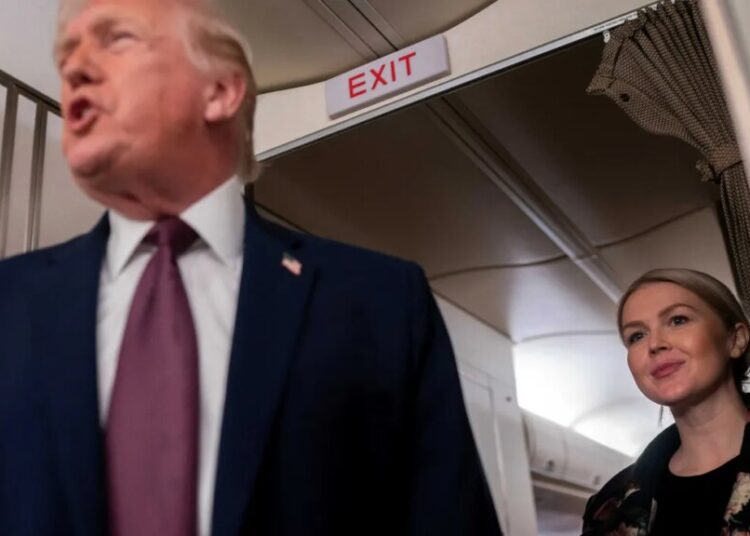 Unsteady Trump makes bizarre comment about 28-year-old press aide: ‘Something to grab’