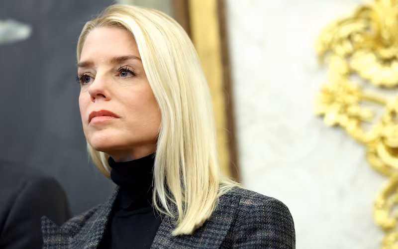 Attorney General Pam Bondi attends the swearing-in ceremony of U.S. Ambassador to India Sergio Gor in the Oval Office of the White House on November 10, 2025 in Washington, DC.