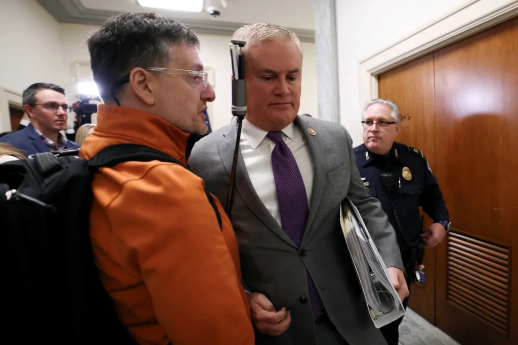 Comer loses it as disruptor crashes big Clinton announcement: ‘Get him out of here!’