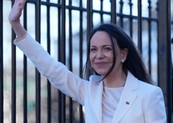 Venezuela’s opposition leader doesn’t respond to reporter questions about whether she gave her Nobel to Trump