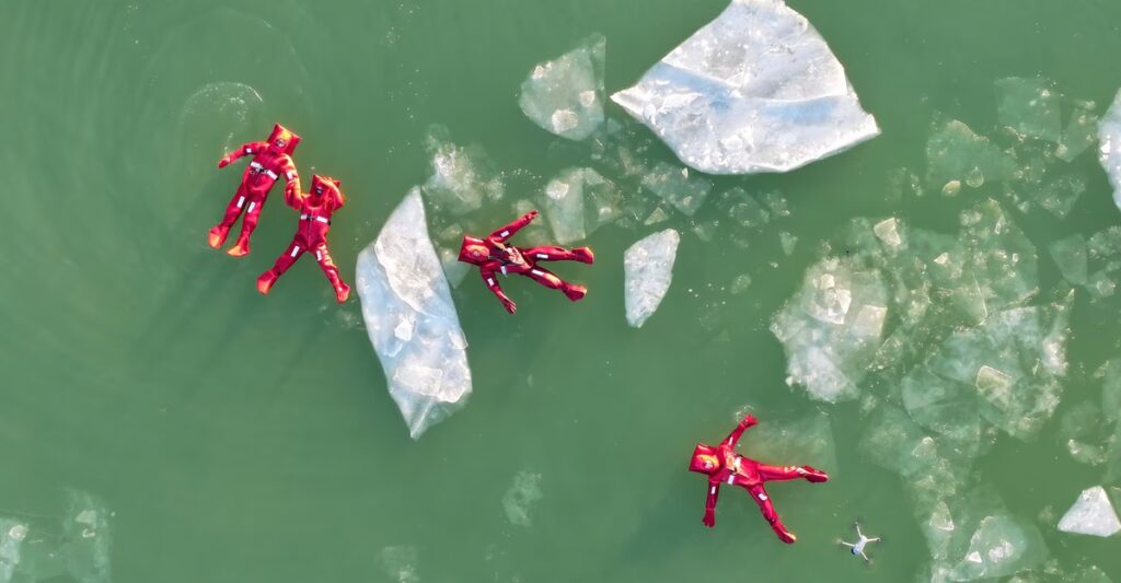 Photos of the Week: Icy Dip, Resting Goose, Campaign Bear