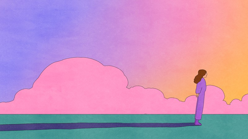 An atmospheric and pensive illustration of a girl looking into the distance