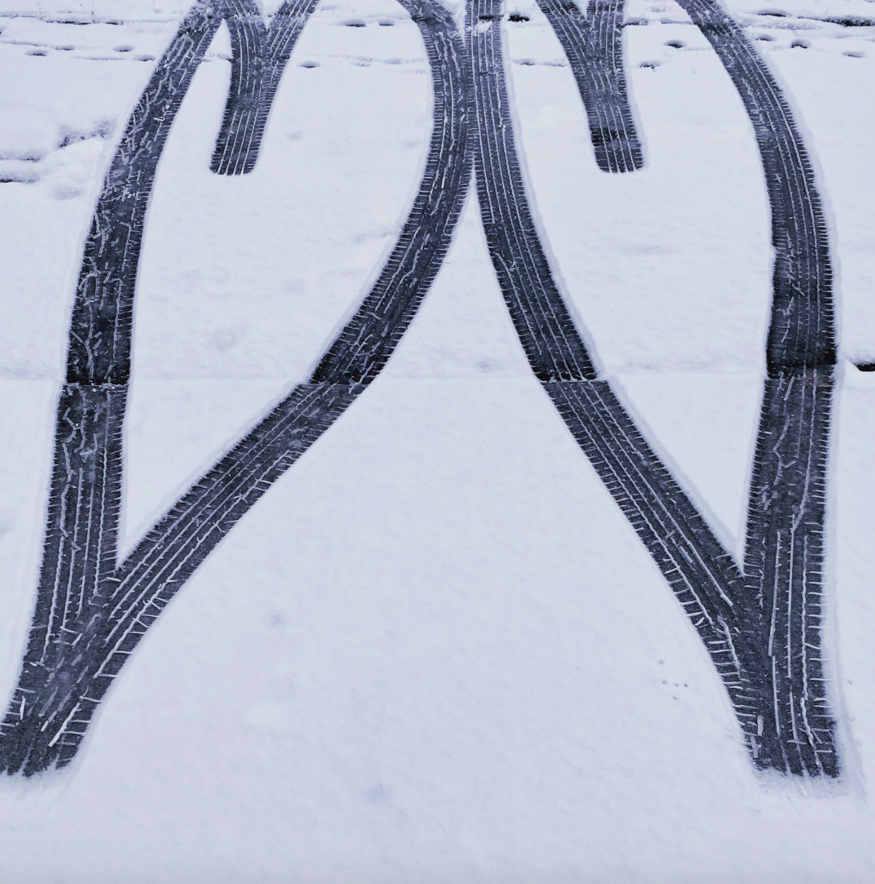 Two hearts created by car tracks in the show