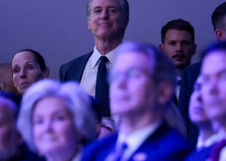 Gavin Newsom captured on video laughing as Trump delivers Davos speech