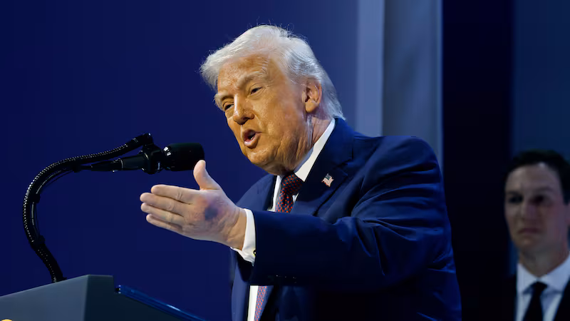 DAVOS, SWITZERLAND - JANUARY 22: U.S. President Donald Trump speaks after holding a signing ceremony for the “Board of Peace” at the World Economic Forum (WEF) on January 22, 2026 in Davos, Switzerland. The US-backed “Board of Peace” is intended to administer the fragile ceasefire in the Gaza Strip after the war between Israel and Hamas. The final makeup of the board has not been confirmed. (Photo by Chip Somodevilla/Getty Images)