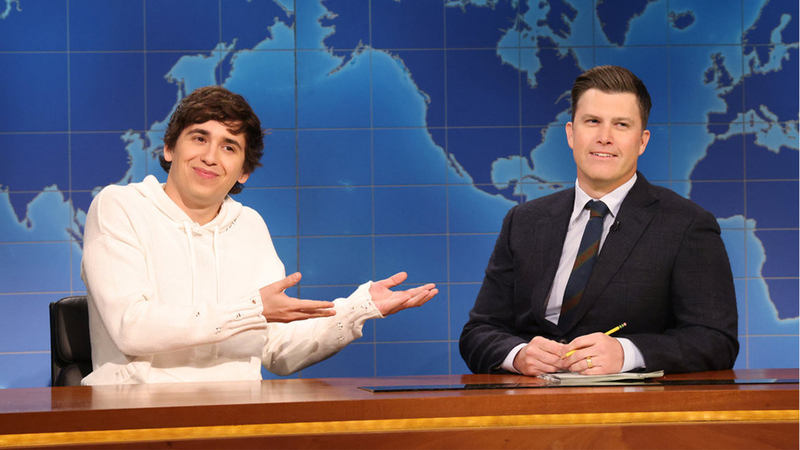 Marcello Hernández schools Colin Jost, 43, on Gen Z slang.