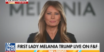 Melania Trump breaks with husband to praise his sworn enemy