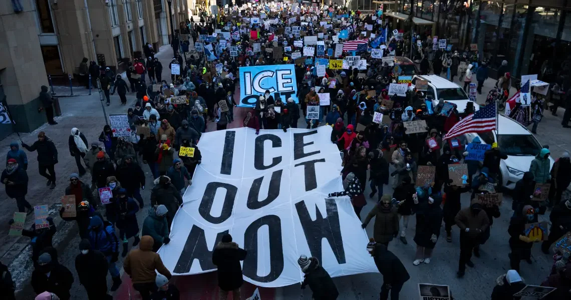 Protests against ICE take place across the US for ‘National Shutdown’