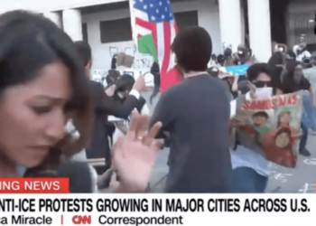‘I just got hit’: CNN reporter struck by pepper ball live on air during chaotic protest