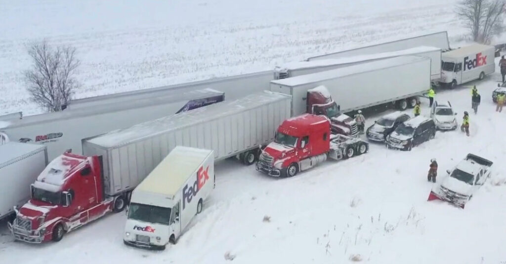 Wintry Weather Leads to 100-Vehicle Pileup on Interstate in Michigan