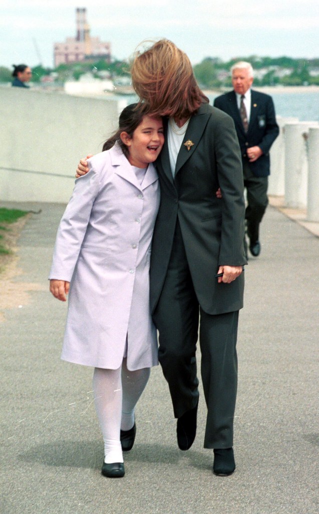 Caroline Kennedy Schlossberg hugs her daughter Tatiana Schlossberg after the John F. Kennedy Profile in Courage Award ceremony.