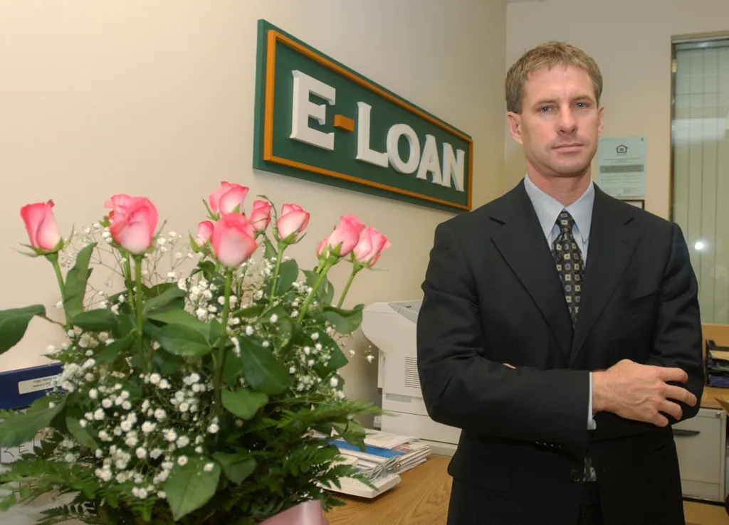 E-Loans CEO Chris Larsen poses in his office.