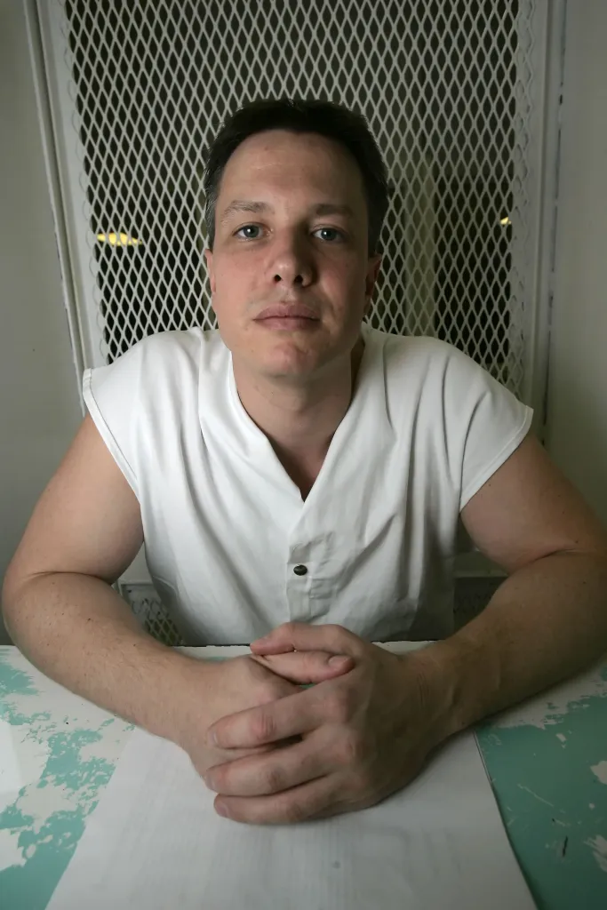 Condemned prisoner Charles Victor Thompson talks from death row during an interview on Dec. 14, 2005, in Livingston, Texas.