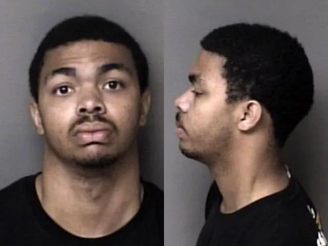 Mugshot of Christian Sturdivant, an 18-year-old Black man with short dark hair and a light beard, facing forward and in profile.