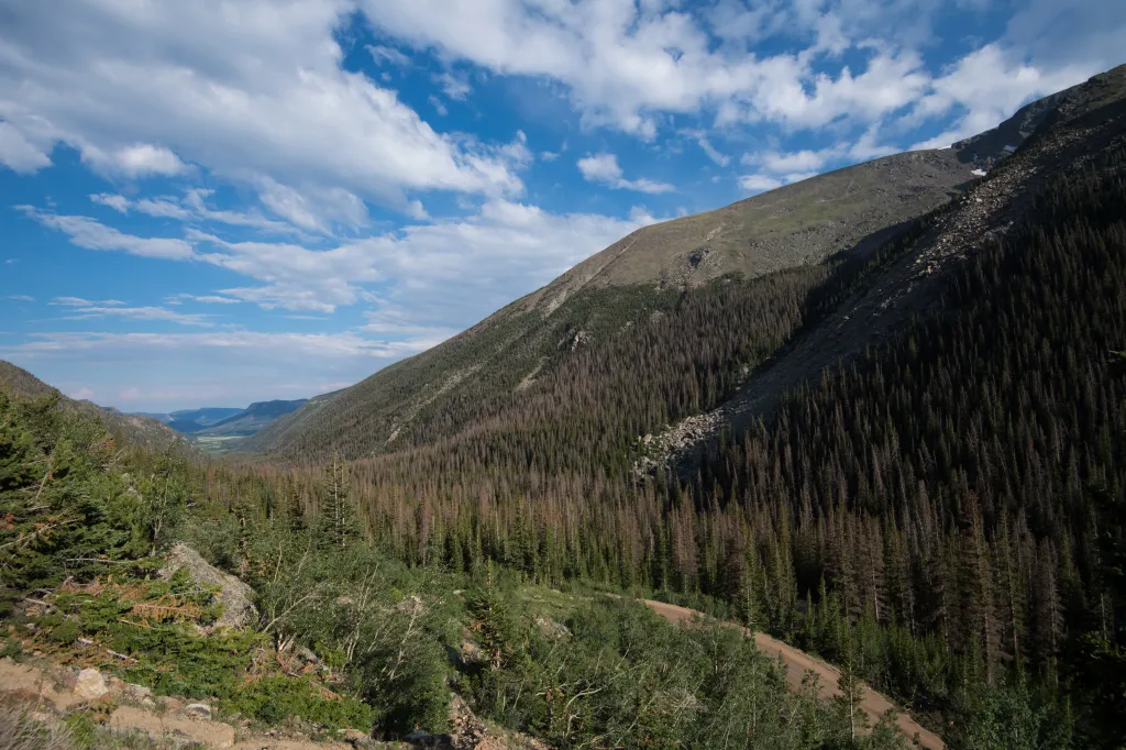 Views while ascending and descending the Rocky Mountain National Park's Alpine Visitor Center, in Grand Lake, Colorado, on July 18, 2017.