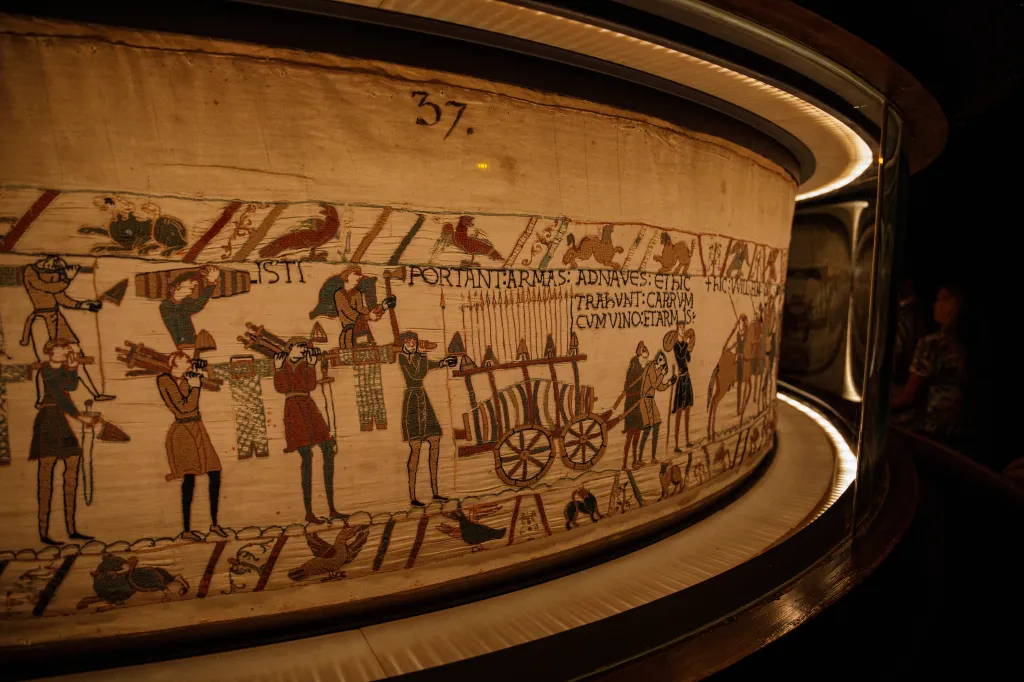 Detail of the Bayeux Tapestry depicting the Norman invasion of England in the 11th Century