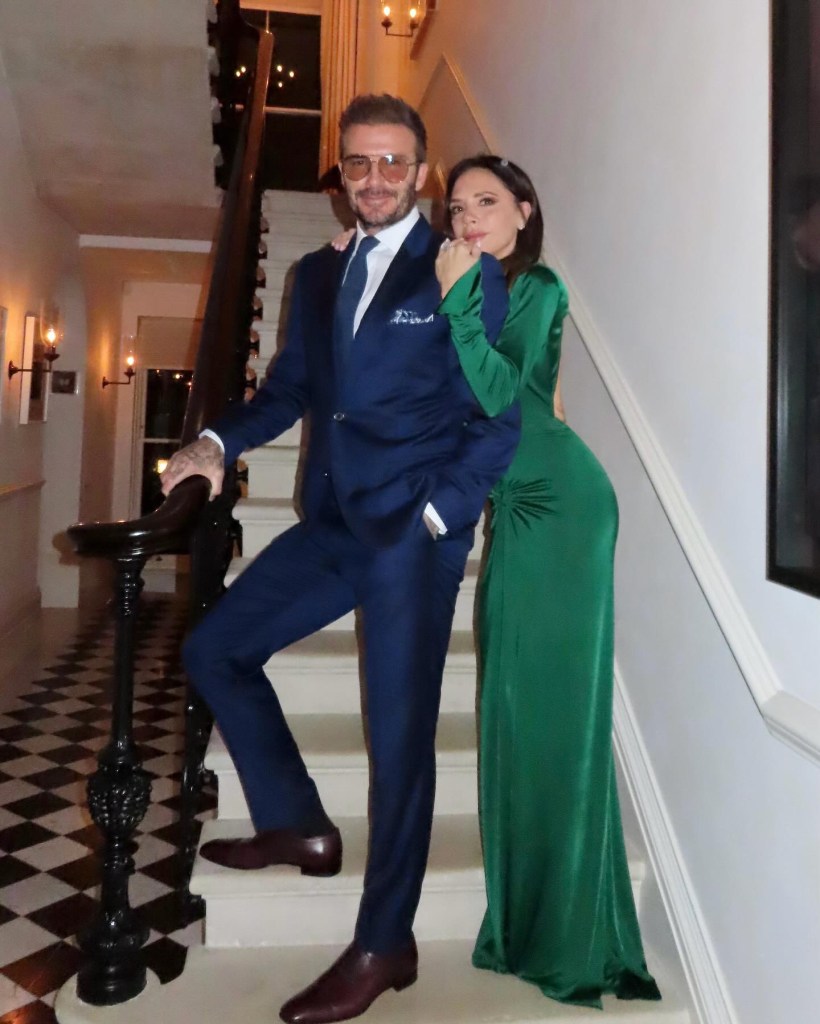  David and Victoria Beckham posing together