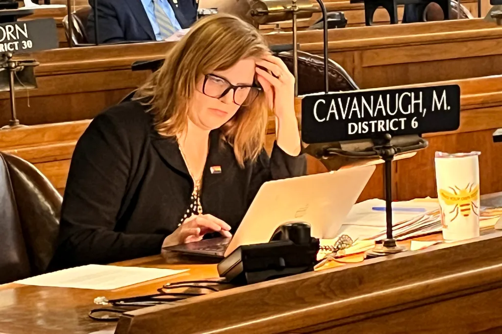 Nebraska State Sen. Machaela Cavanaugh in the Nebraska Legislature on March 13, 2023.