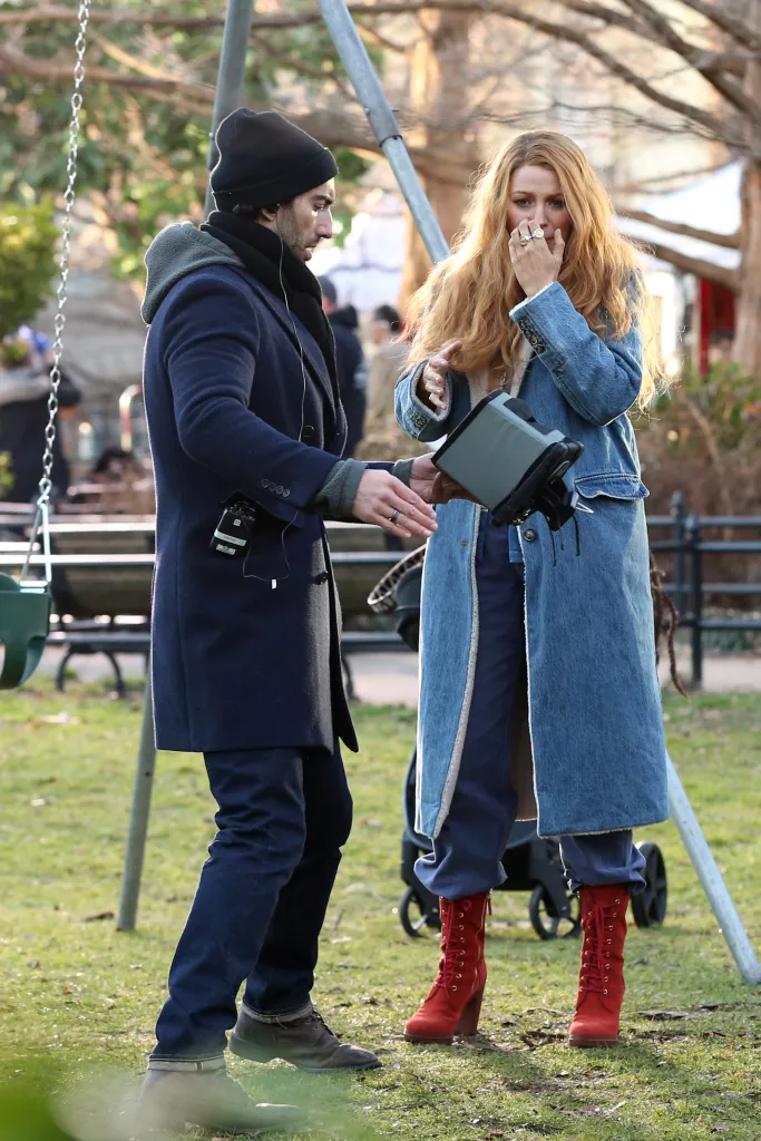 Blake Lively and Justin Baldoni in a heated discussion on the set of 