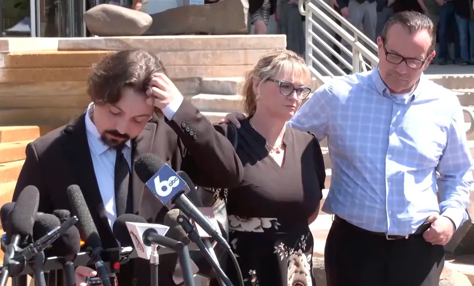 The brother and parents of Kaylee Goncalves speaks after Bryan Kohberger's sentencing hearing at the Ada County Courthouse on July 23, 2025.