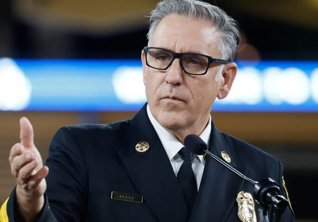 LAFD Chief Jaime Moore speaking at the Valor Awards.