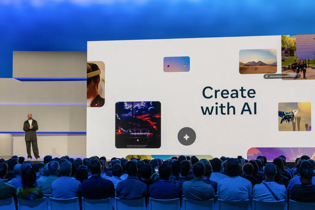 Andrew Bosworth speaking at the Meta Connect event, showcasing 