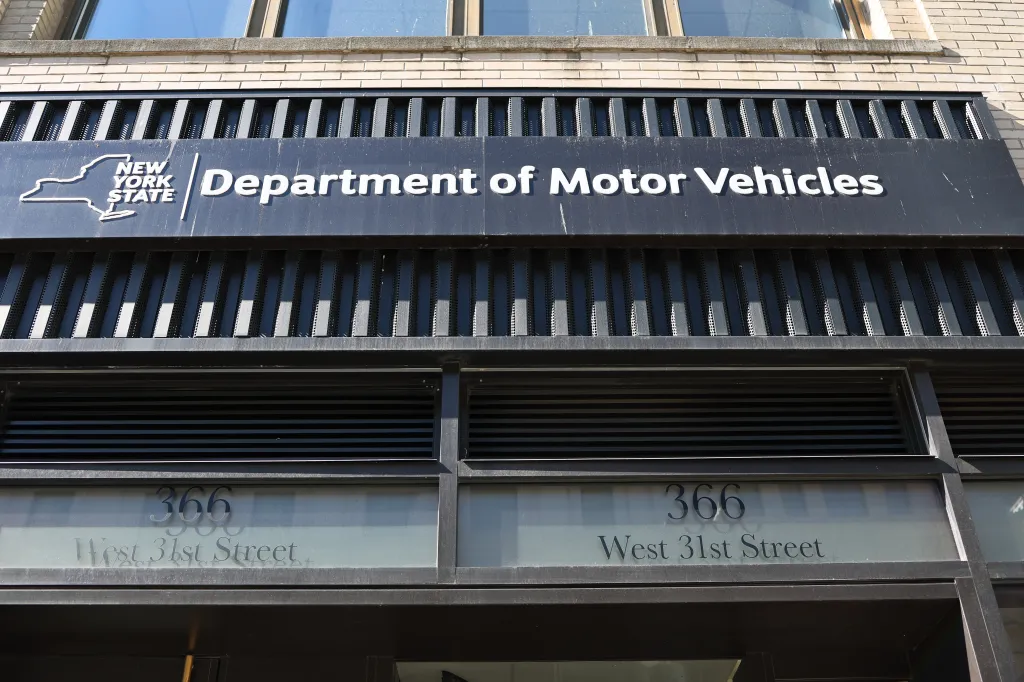 Sign for the New York State Department of Motor Vehicles at 366 West 31st Street.