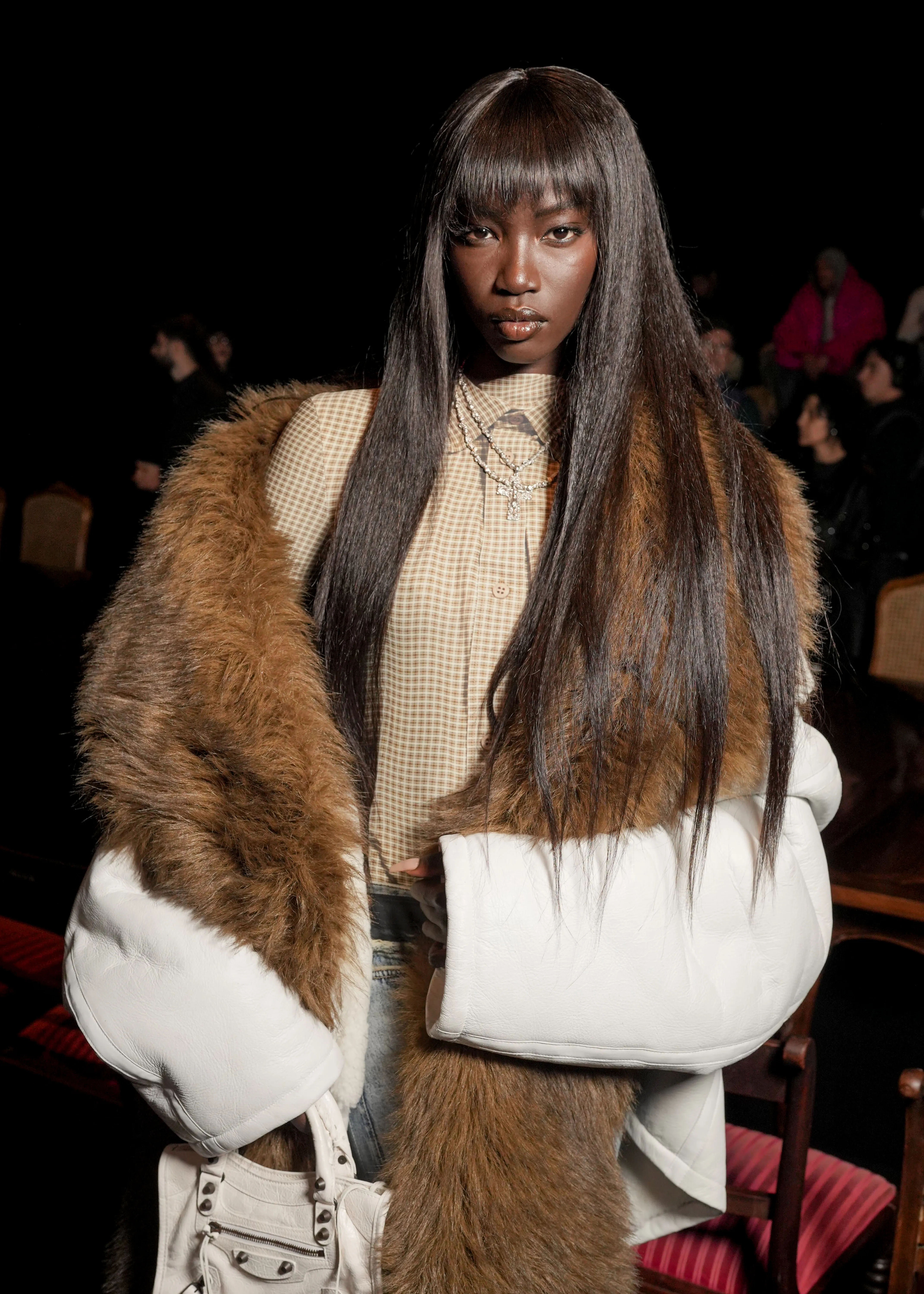 Anok Yai at Balenciaga RTW Spring 2025 as part of Paris Ready to Wear Fashion Week.