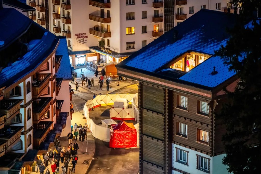 Fences near the Constellation bar in Crans-Montana where a fire occurred.