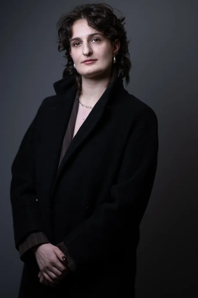 Olympic champion Gabriella Papadakis posing during a photo session in Paris.