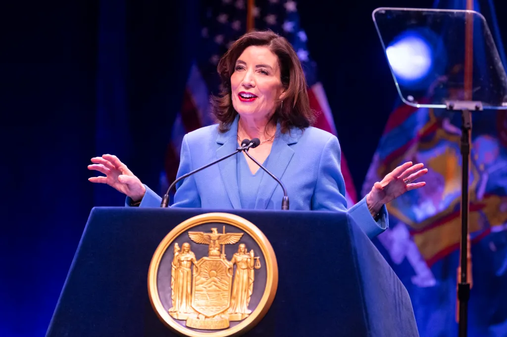 Gov. Kathy Hochul delivering her 2026 State of the State address.