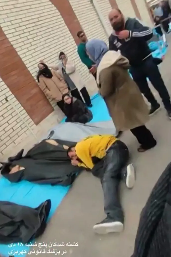 footage has captured grief-stricken families in Iran searching through rows of dead bodies after the Islamic Republic started massacring anti-regime protesters in a ruthless crackdown.