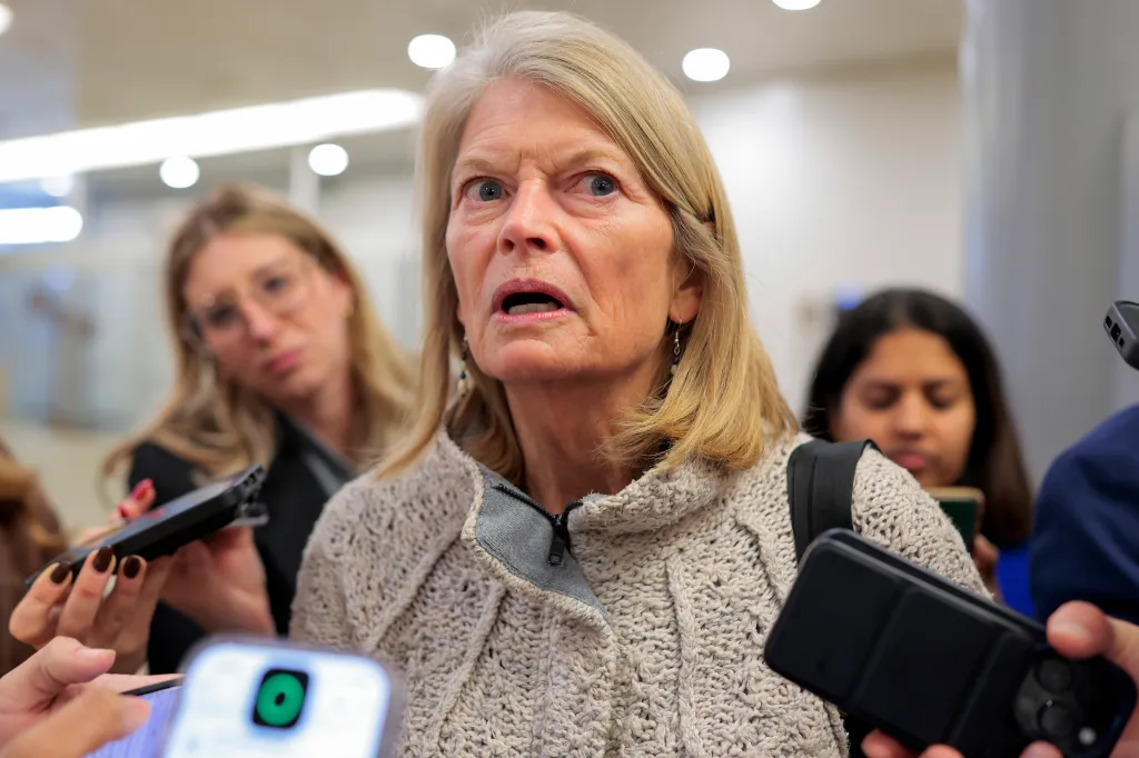 U.S. Sen. Lisa Murkowski speaks to reporters.